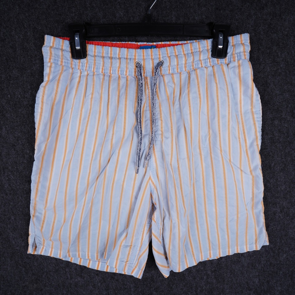 Michael's Striped Swim Trunks Men L Blue Orange Excellent Mesh Lined Beachwear